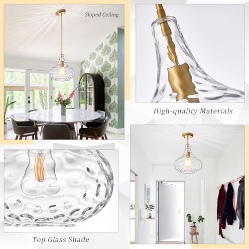 11" Clear Hammered Glass Pendant Light