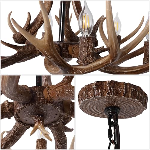 Eldora 6 Light Resin Antler Chandelier 33"