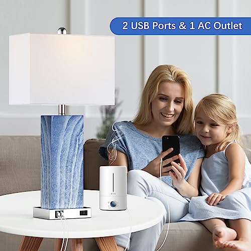 Touch Control Table Lamps with White Fabric Shade Set of 2 (2 Count)