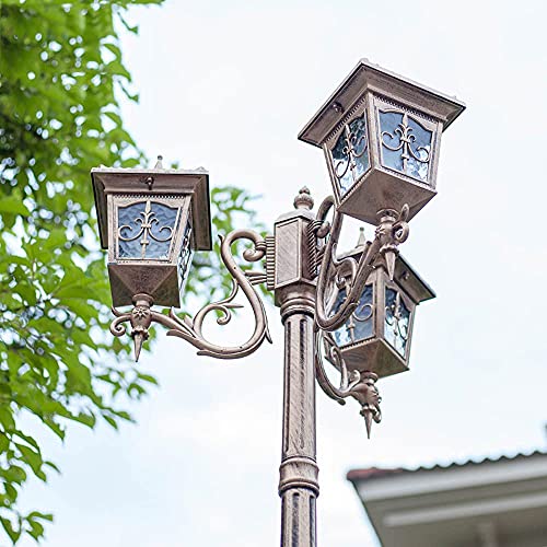 1.75M 3 Heads High Pole Outdoor Post Lamp Waterproof Abollard Column Lamp Street Light Glass Lampshade Lawn Floor Lamp for Porch