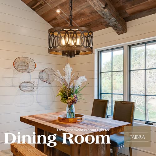 4 Light Farmhouse Drum Pendant Light (4 Count)