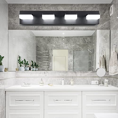 3 Colors Dimmable Black Vanity Lights for Bathroom (4 Count)