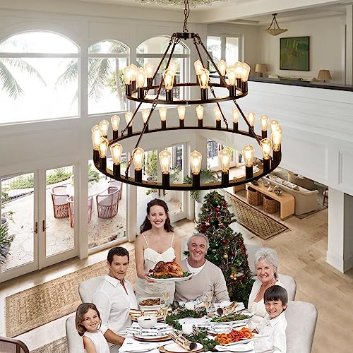 Wagon Wheel Chandelier 2 Tier 48
