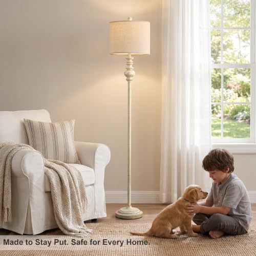 64.25" Farmhouse Floor Lamp for Living Room (White&Gold)