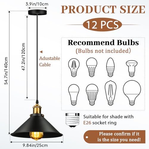 12 Pcs Industrial Pendant Light (12 Count)