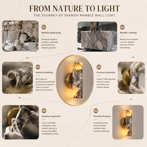 9.5 Inch Natural Marble Wall Sconce