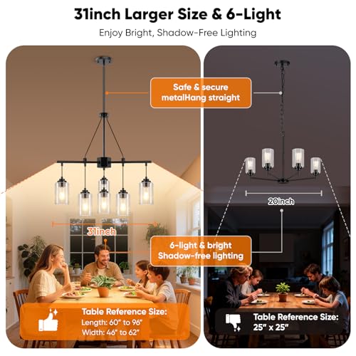 6 Light Black Chandelier
