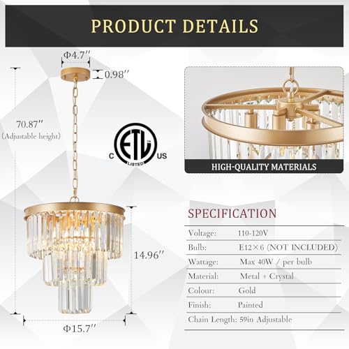 16" Modern Crystal Chandeliers