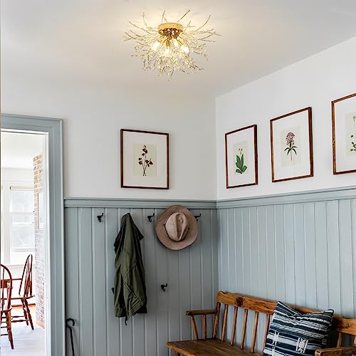 Gold Crystal Flush Mount Ceiling Light
