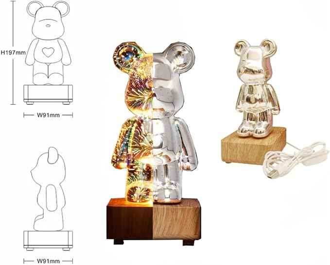 Crystal Bear Night Light 3D Glass Galaxy Decorations Bedside lamp Colorful LED Night Light, Ambient Light, to Create a Colorful Romantic Atmosphere.