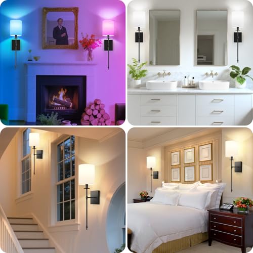 27 Inch Black Battery Operated Wall Sconces Set of 2 (2 Count)