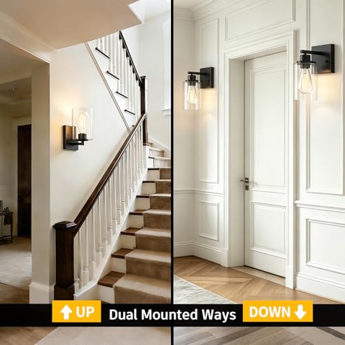 Wall Sconces Set of Two Matte Black Vanity Lights for Bathroom Indoor (2 Count)