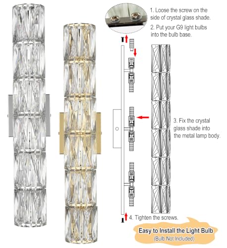 Modern Chrome Crystal Wall Sconce 24