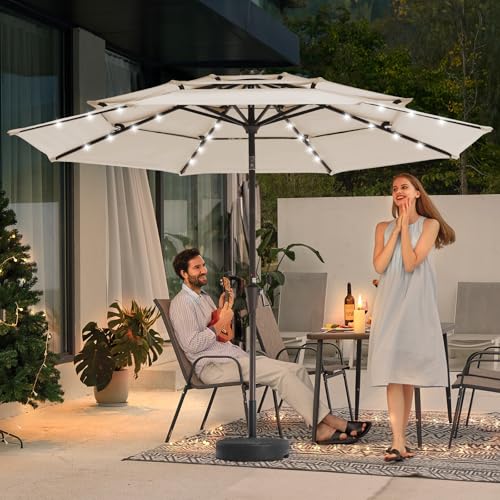 9 ft 3 Tier Outdoor LED Lighted Patio Umbrella w