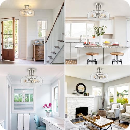 3 Light Semi Flush Mount Light Fixture