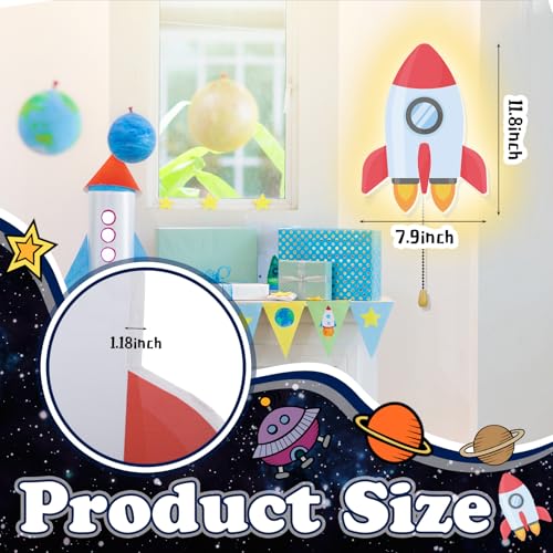 Space Rocket Night Light Battery Operated Kids Nursery Wall Lamp