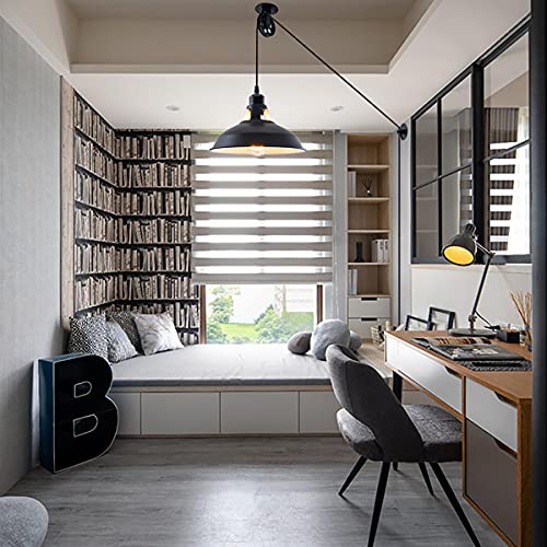 Plug in Pendant Light Industrial Pulley Pendant Lamp E26 Vintage Hanging Light Fixture With 16.4ft Cord On (2 Count)