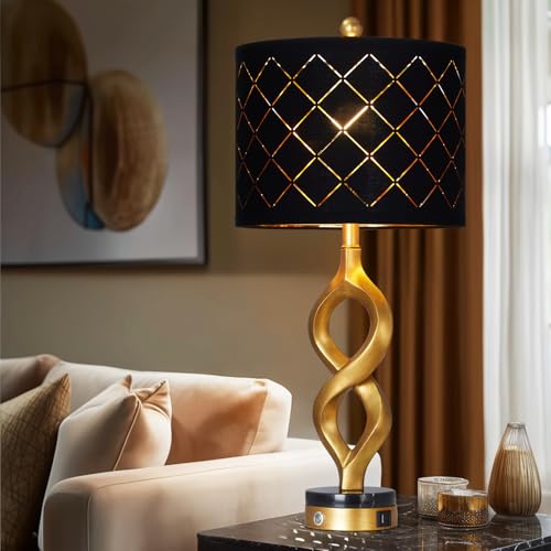 30" Black and Gold Table Lamp for Living Room