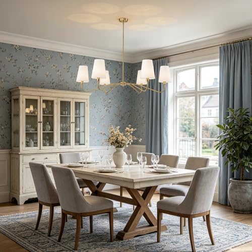 47'' Brushed Brass Chandelier with Shades