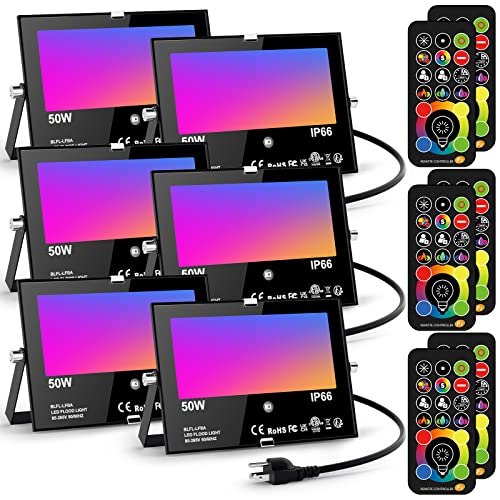 LED Flood Light Outdoor 500W Equivalent Color Changing Landscape Lighting (6 Count)