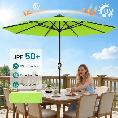 12FT Large Patio Umbrella with Solar Lights