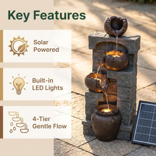 Solar Powered Water Fountain Outdoor