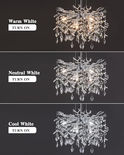 Modern Tree Branch Crystal Chandelier Luxury Silver Crystal Pendant Lighting 18" Contemporary 6 (6 Count)