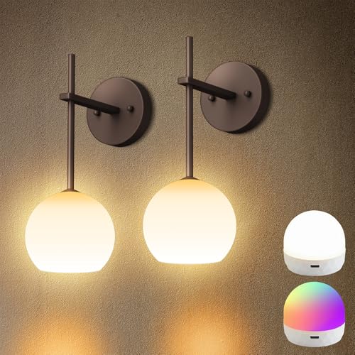 Brown Battery Operated Wall Sconces Set of 2 (2 Count)