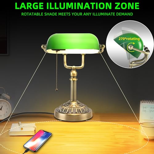 Bankers Desk Lamp with USB