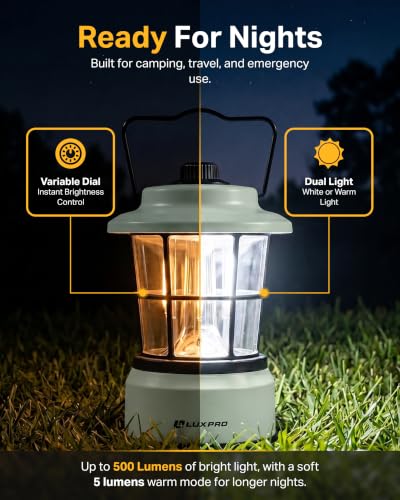 Rechargeable Retro Lantern LED Camping Lantern (2 Count)