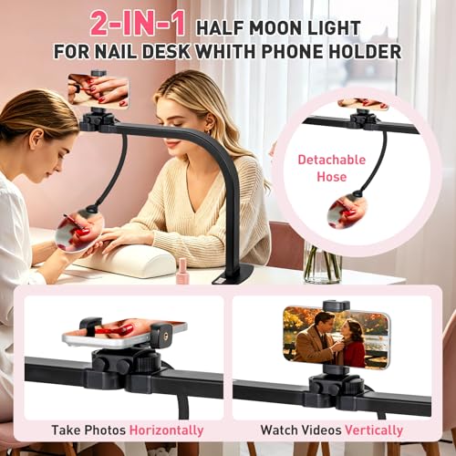 LED 5X Magnifier Half Moon Nail Desk Lamp (40 Count)