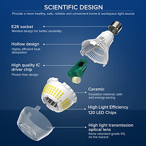Super Bright LED Light Bulbs 3000 Lumens 5000K Daylight E26 A21 2Pack (2 Count)