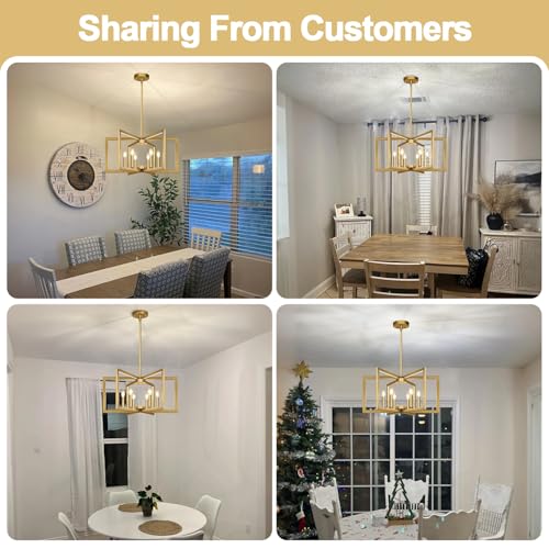 25" 61" Height Adjustable Modern Gold Chandelier for Dining Room (6 Count)