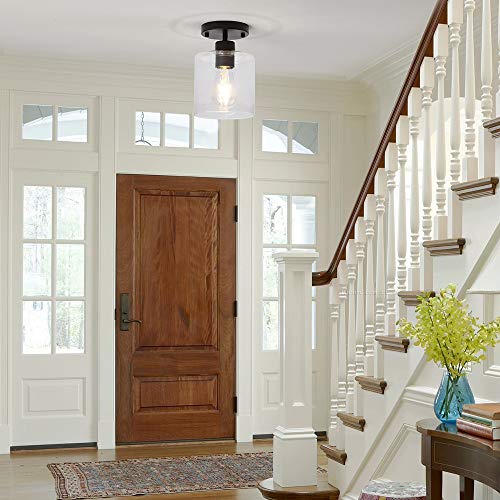 Black Modern Semi Flush Mount Ceiling Light