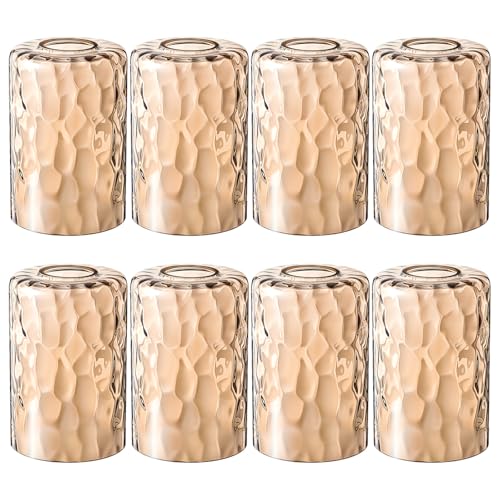 8 Pcs Amber Hammered Glass Lamp Shade Replacement (8 Count)