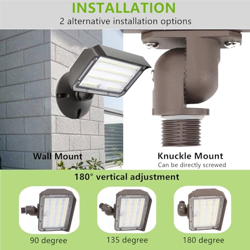 2Pack Dusk to Dawn Outdoor 60W LED Flood Light with Knuckle & Plate Mount (2 Count)