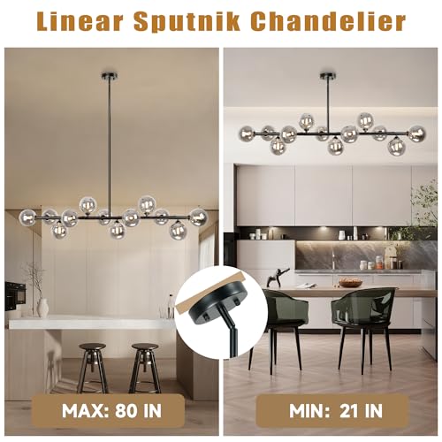 Dining Room Chandelier Black and Smoke Gray Linear Chandeliers