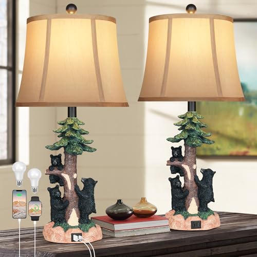Set of 2 Bear Bedside Table Lamps