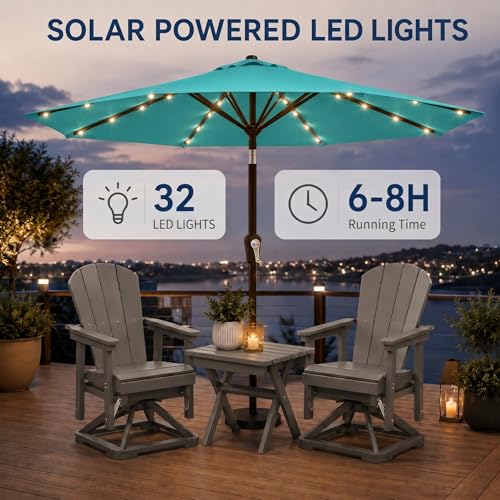 10FT Solar Patio Umbrella with Lights