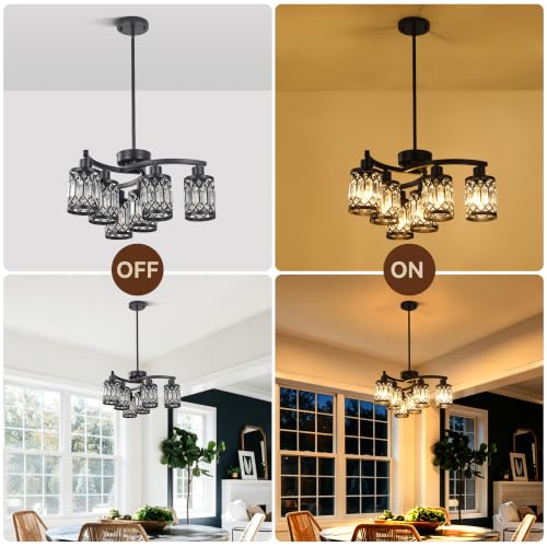 6 Light Black Crystal Chandelier