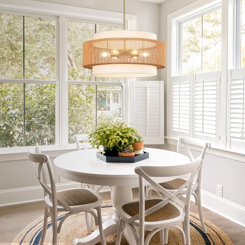 25.6" Rattan Chandelier for Dining Room