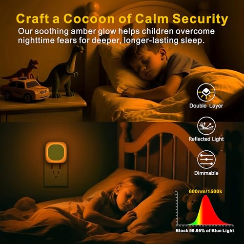 2 Pack Amber Night Light Plug into Wall (2 Count)
