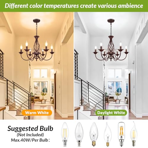6 Light Farmhouse Candle Chandelier for Dining Room