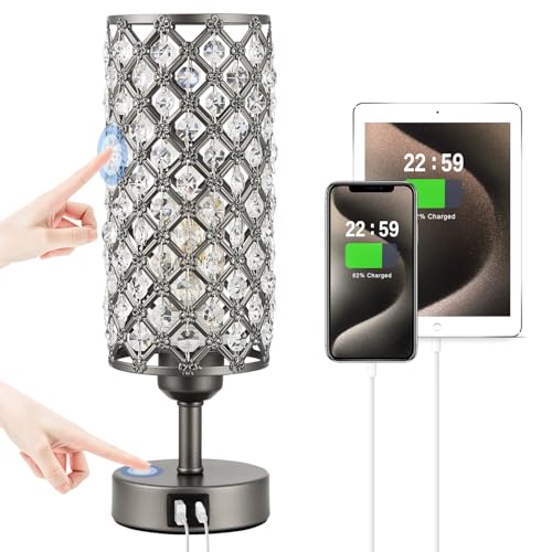 Gray Crystal Bedside Lamp