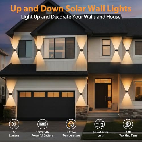 6PACK Solar Wall Lights Outdoor