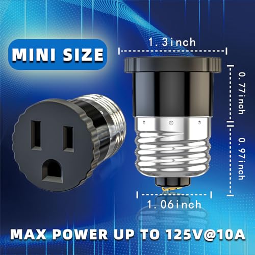 3 Pack Light Socket to Plug Adapter