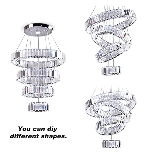 4 Ring Adjustable Crystal Chandelier