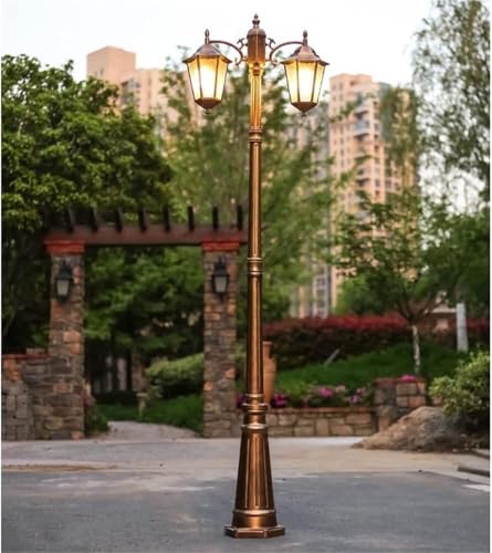 2 Light Outdoor Post Lights Glass Path Pillar Lamp Retro Courtyard Lamp Post Light for Backyard Garden Patio Driveway