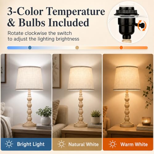 Farmhouse Table Lamps Set of 2 (Beige)