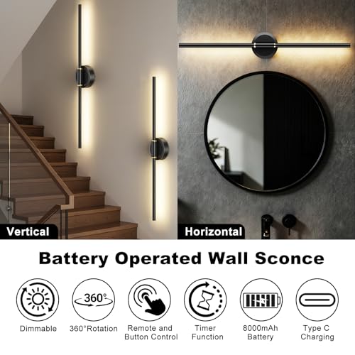 Battery Operated Wall Sconces Set of 2